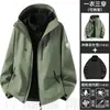 Jaqueta Outdoor Luotuo Estilo Igual para Mulheres, Conjunto de Duas Peças Três em Um à Prova de Vento e Impermeável para Outono e Inverno, Roupa de Trabalho para Viagem e Montanhismo Masculina