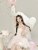 Novo vestido estilo creme para ensaio fotográfico de aniversário estilo coreano para estúdio, roupa artística para retrato de menina atmosférica
