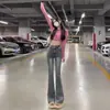Jeans ajustados de cintura alta para mujer Primavera y Otoño 2024 Nuevos pantalones de campana ajustados elásticos para barrer