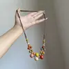 Novo Colar Cerâmico Colorido com Contas Étnicas Estilo Chinês Retrô, Corrente Longa para Suéter com Vibe Zen, Colar de Nicho