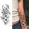 Adesivos de Tatuagem Populares Transfronteiriços, Flor Simples Letras em Inglês, Tatuagem de Adesivos de Transferência Linha Flor Borboleta
