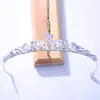 Tiara de coroa de noiva liga metálica cravejada com zircônia de strass Acessórios de vestido de noiva coreanos Acessórios de cabelo para cerimônia de adulto atacado