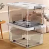 Caixa de armazenamento transparente portátil para uso doméstico, espessa, para roupas, brinquedos, lanches, livros, caixa organizadora de grande capacidade, caixa de armazenamento de plástico