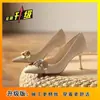 Saltos Altos com Corrente de Metal 2025 Nova Coleção Primavera e Outono Design de Bico Fino Estilo Nicho Cor Nude Sapatos Stiletto Franceses