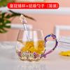 Taza de Agua de Cristal con Color Esmaltado Resistente al Calor con Burbujas y Aroma para Té con Tapa y Asa Taza de Té Corona para Oficina para Hombres y Mujeres
