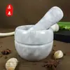 Prensa de ajo de mármol natural, mortero de piedra para uso doméstico, machacador de ajo, picador de ajo, prensa de ajo, recipiente para triturar, mortero de ajo