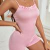 Mono Casual Nuevo Europeo y Americano Transfronterizo para Mujer con Costuras de Encaje Esquina Plana Ajustado de Tirantes Ropa para el Hogar