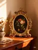 Marco de Fotos Ovalado en Resina con Relieve Estilo Europeo Retro Marco de Fotos Adorno para Decoración de Pared de Casa de Huéspedes Colgante de Pared