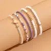 Moda Transfronteriza Primavera y Otoño Nuevos Pulseras Apilables de Perlas Corazón de Melocotón Metálico Perlas de Arroz Color Contrastante Pulseras Ccb Juego de Cinco Piezas