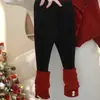 Conjunto de Año Nuevo para Bebé Niña Suéter Rojo Estilo Nuevo 2025 Top de Punto y Leggings Forrados de Polar Conjunto de Dos Piezas para Niña