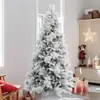 Árvore de Natal Flocada Nova Criptografada Árvore de Natal Branca Doméstica Frutas Vermelhas Pinha Árvore Nua Artificial com Luzes LED Colorido