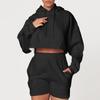 Procesamiento Personalizado Sudadera Transfronteriza Conjunto Mujer con Capucha Ombliguera Estilo Callejero Top Ropa Deportiva Running Fitness Pantalones de Yoga