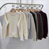 Suéter de punto acanalado redondo transfronterizo simple para mujer, nuevo top de punto suave holgado de otoño e invierno