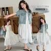 Roupas Infantis Meninas Conjunto Jeans de Verão 2026 Novo Estilo Estilo Coreano Jaqueta Jeans e Vestido Conjunto de Duas Peças para Meninas Mais Velhas