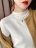 2024 Nuevo Conjunto de Otoño e Invierno Chaqueta de Punto Base de Cuello Semialto para Mujer Top Delgado con Efecto Adelgazante