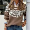 Deseo suéter de punto de moda con cuello redondo, bloques de color, corte holgado, estilo nuevo europeo y americano de Amazon, superventas para mujer