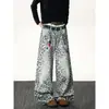 Nuevos Jeans de Pierna Ancha con Estampado de Leopardo Retro Americano para Primavera y Otoño Estilo Nicho Moderno Holgado Pantalones Largos Casuales con Caída