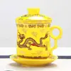Copo de Separação de Água para Chá Jingdezhen com Tampa Filtro de Cerâmica Conjunto de Quatro Peças para Chá de Arte de Escritório