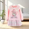 Vestido de Menina Primavera Nova Moda Doce Menina Falso Duas Peças Vestido Moletom Infantil Primavera Vestido Princesa
