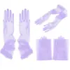 Guantes de boda extendidos de malla transparente esenciales para fotos de celebridades de internet, cubrebrazos rojos para novia, foto de estudio