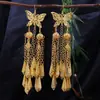 Pendientes Miao Étnicos de Borla Larga Estilo Nuevo, Pendientes Exagerados de Declaración de Moda Estilo Étnico de Plata Miao de Lujo Ligero