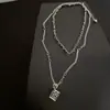 Collar Personalizado de Moda con Colgante Cuadrado de Doble Capa para Mujer Cadena para Clavícula Estilo Simple y Fresco Accesorios de Cadena para el Cuello de Moda