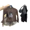 Ropa de Niña para Primavera y Otoño Camiseta Bebé Elegante Personalidad Infantil Tendencia Estilo Europeo y Americano Estampada Street Dance Corte Ajustado Camiseta Base Corta