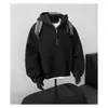 Sudadera con Capucha y Media Cremallera Nueva de Otoño e Invierno para Hombre, Moderna, Versátil, Casual, Holgada, Estructura Pesada Americana, Top Moderno