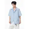 2026 Nueva Camisa de Verano Estilo Coreano de Moda Juvenil de Manga Corta con Diseño de Cuello de Traje, Corte Holgado, Top de Talla Grande