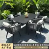 Conjuntos de mesa e cadeira para exterior, móveis de corda trançada para pátios e jardins, móveis de exterior à prova d'água e resistentes ao sol, móveis criativos de estilo nórdico para lazer, conjuntos de mesa e cadeira duráveis e resistentes ao sol