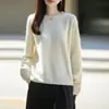 Suéter casual de alta costura pronto para usar, 100% lã escovada, novo para outono e inverno, feminino, de corte solto, com gola redonda