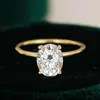 Anillo Ovalado Bañado en Oro de 18K Anillo de Plata S925 con Moissanita para Mujeres Lujo Accesible Transfronterizo Cuatro Garras