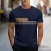 Comercio Exterior Transfronterizo Moda Estilo Callejero Casual Deportivo Rayas Estampado 3D Camiseta de Manga Corta para Hombre Top Versátil