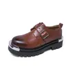 Zapatos de Hombre Estilo Nuevo Primavera y Otoño Suela Gruesa que Aumenta la Altura Zapatos Bajos de Trabajo Estilo Martin para Hombre Estilo Británico Casual Puntera Ancha Zapatos de Cuero