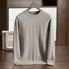Suéter Masculino de Caxemira Novo Outono e Inverno Meia-idade Gola Redonda Tricô Trançado Espesso Camada Base de Lã Suéter Casual de Negócios Solto