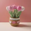 Popular Transfronteiriço Acabado Feito à Mão Buquê de Lã Tulipa de Crochê Grande em Vaso Decoração de Escritório Casa Feriado