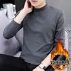 Outono Inverno Pelúcia Dupla Face Base Camada Masculina Média Gola Alta Camiseta Versátil Espessada Quente Roupa Íntima Manga Longa Masculino