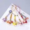 Colgante de llavero de cuentas de rompecabezas, colgante de gato de la suerte de cerámica pintada, llavero con etiqueta de mensaje de bendición, cadena para teléfono, pequeño adorno