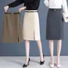 Falda de traje línea A para mujer, nueva falda lápiz profesional de cintura alta primavera/verano 2026, falda de un solo paso elegante de longitud media