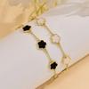 Pulseira Europeia e Americana Transfronteiriça Hot Sale Flor de Cinco Pétalas da Sorte Conjunto de Duas Peças Grego temu Hot Sale Conjunto de Pulseira Grama de Cinco Folhas