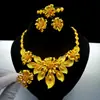 Joyería de Dubái chapada en oro de 24k traje de joyería nupcial collar pendientes Oriente Medio Dubái oro joyería de boda juego de cuatro piezas