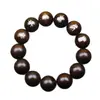 Pulsera de Madera de Azufaifo Golpeada por el Rayo con Incrustaciones de Plata de Cinco Truenos, Similar al Jade, Joyería Tallada a Mano, Cuentas de Oración de Mano