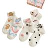 Calcetines Calcetines de Algodón para Mujer Primavera y Verano Delgados Tridimensionales de Dibujos Animados Conejo Oso Lindo Estilo Universitario Calcetines Cortos Calcetines de Lunares