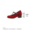 Directo de fábrica, zapatos Mary Jane de gamuza vintage de punta redonda de corte bajo con tira en T para mujer, versátiles y elegantes