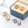 Pendientes de moda simples de acero inoxidable chapado en oro de 18K de venta caliente trenzados de tres hilos pendientes cruzados multicapa unisex pendientes