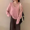 Suéter de Punto de Moda Otoño e Invierno Estilo Coreano, Cuello en V, Estilo Perezoso, Casual que Reduce la Edad, Suave y Versátil, Prendas de Punto para Llevar Debajo