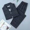 Pijama masculino de algodão puro para primavera e outono, manga comprida, solto, plus size, meia-idade e jovens, fino, casual, roupa de casa, terno