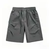Shorts de Trabalho Preto de Secagem Rápida para Homens, Estilo Fino de Verão com Design de Rebite, Shorts Esportivos Casuais de Corte Reto