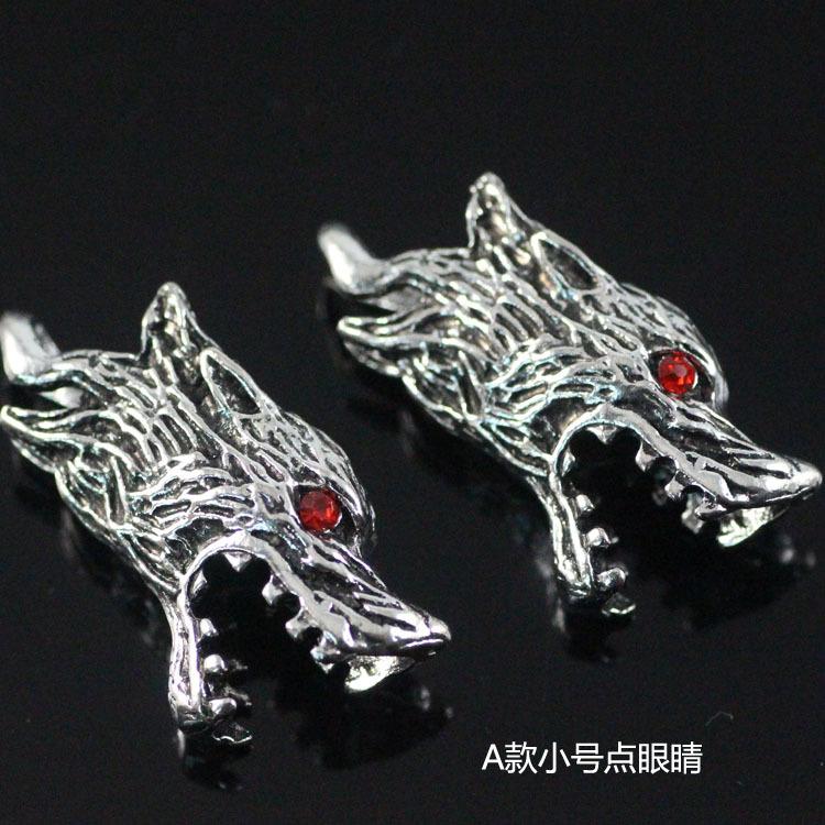 藏银合金狼头款狼狗牙套吊坠新款 藏獒牙齿套 DIY男士狼图腾