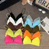 Dopamina Chica Picante Delgado Triángulo Taza Camisola Mujer Verano Nuevo Bikini Bra de Playa Top Corto Fluorescente
